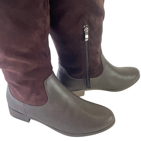 Journee Collection Women Brown Buckle Accent Frenchy Round Toe Dress Boot 11 XWC - Picture 4 of 16